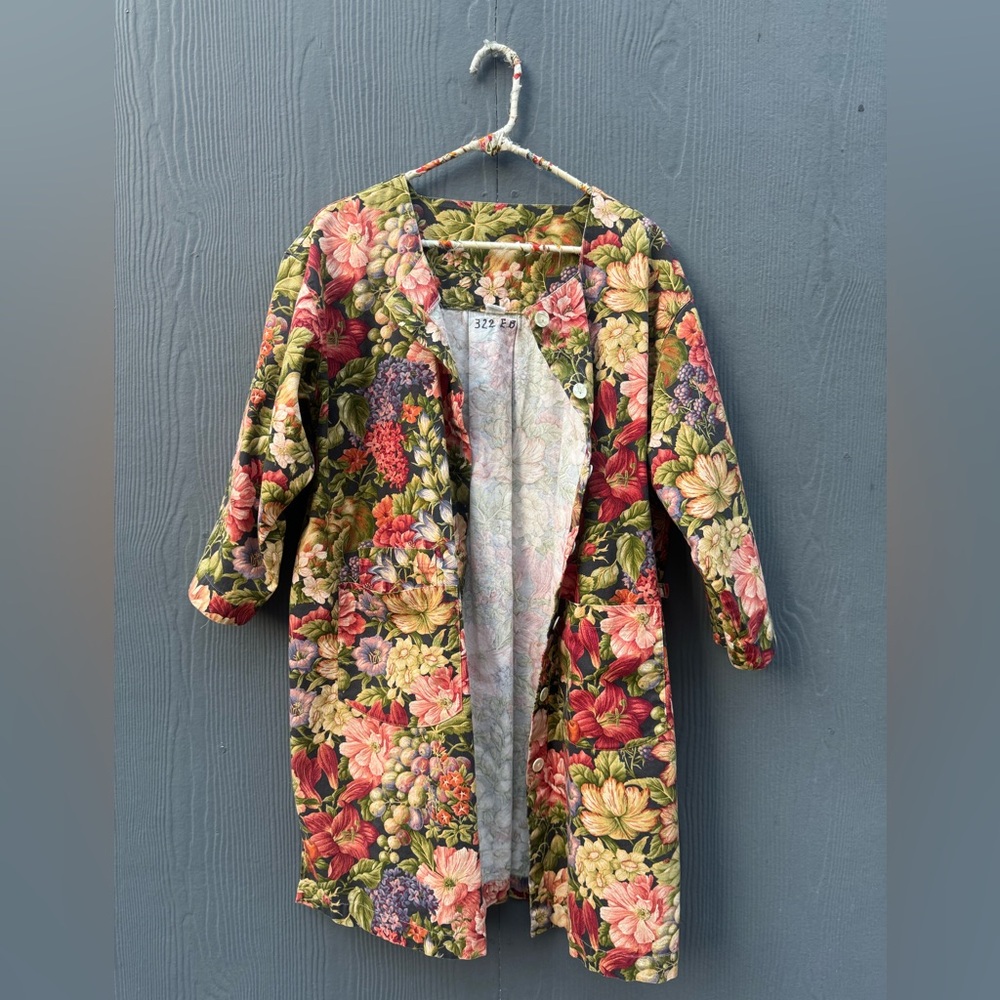 Gianna Rose 90s Floral Tapestry Utility Work Coat Size LG - Picture 6 of 16